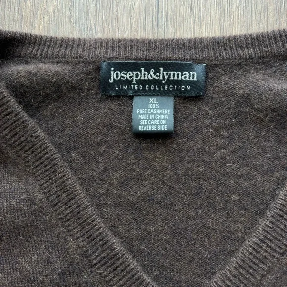 Cashmere Joseph & Lyman Pull Over V-Neck Sweater XL Brown - Picture 6 of 11
